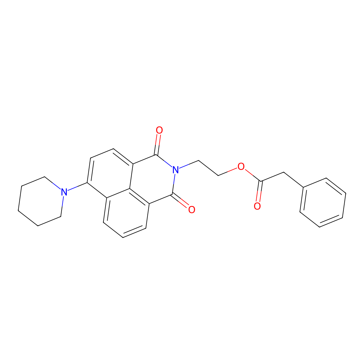 2-(1,3-dioxo-6-(piperidin-1-yl)-1H-benzo[de]isoquinolin-2(3H)-yl)ethyl 2-phenylacetate molecular structure, CAS 312606-16-9