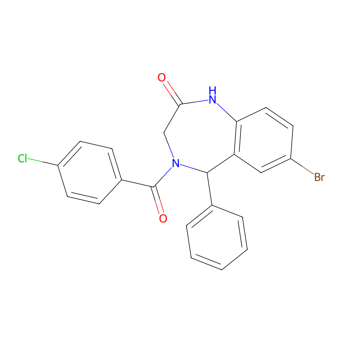 7-bromo-4-(4-chlorobenzoyl)-5-phenyl-4,5-dihydro-1H-benzo[e][1,4]diazepin-2(3H)-one molecular structure, CAS 312606-26-1