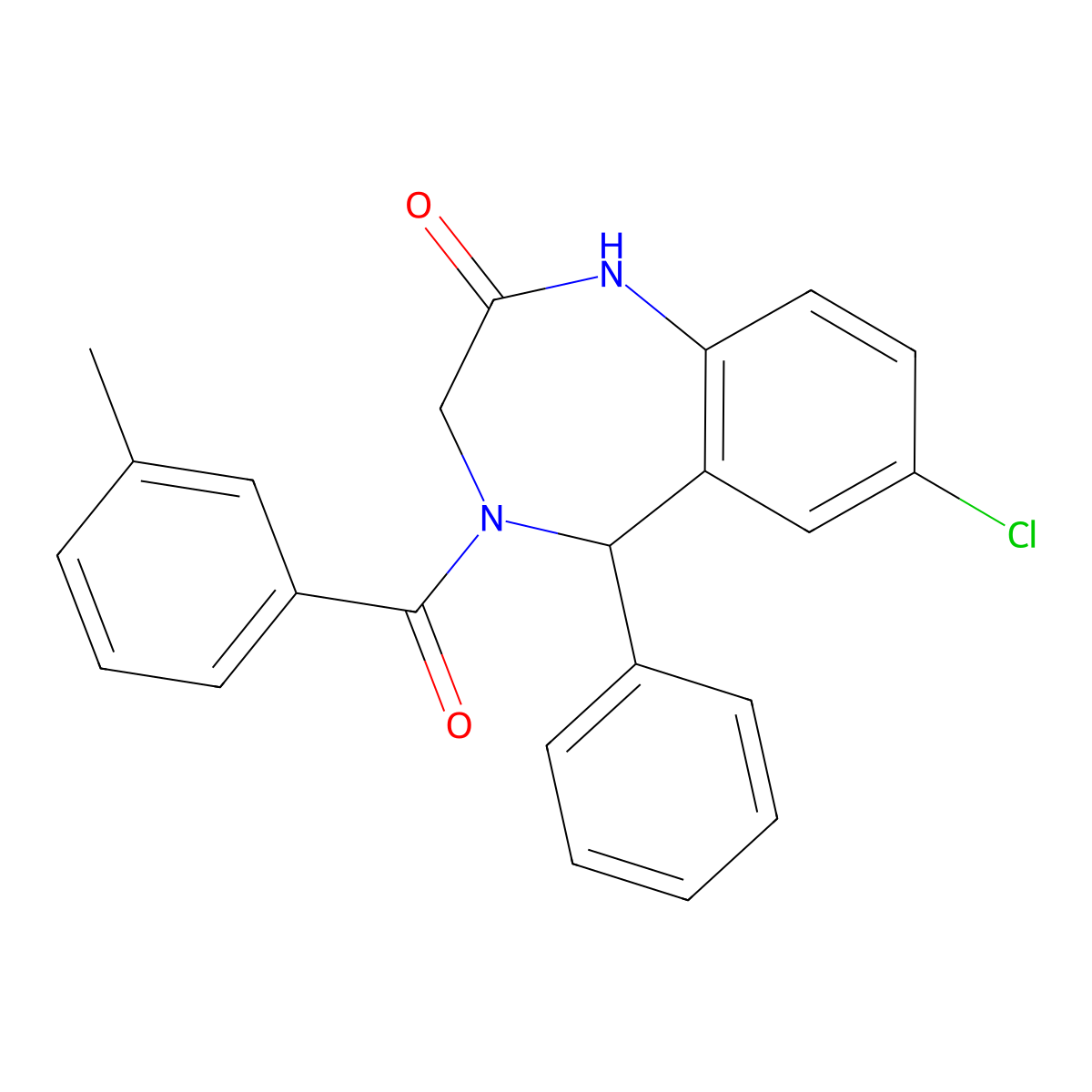 7-chloro-4-(3-methylbenzoyl)-5-phenyl-4,5-dihydro-1H-benzo[e][1,4]diazepin-2(3H)-one molecular structure, CAS 312606-36-3