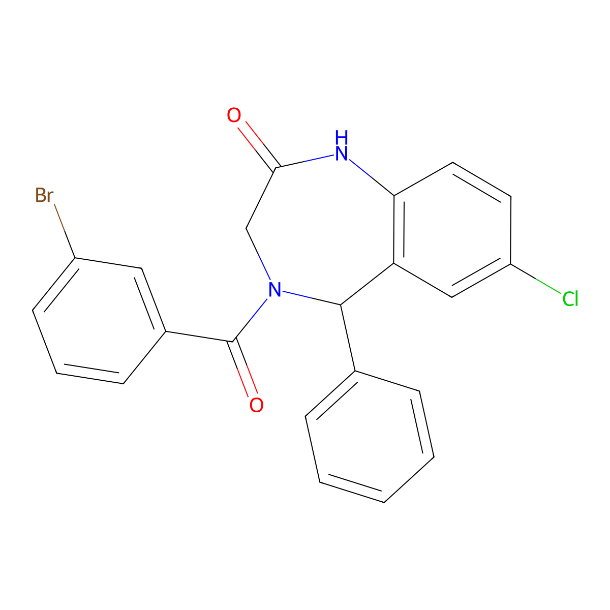 4-(3-bromobenzoyl)-7-chloro-5-phenyl-4,5-dihydro-1H-benzo[e][1,4]diazepin-2(3H)-one molecular structure, CAS 312606-39-6
