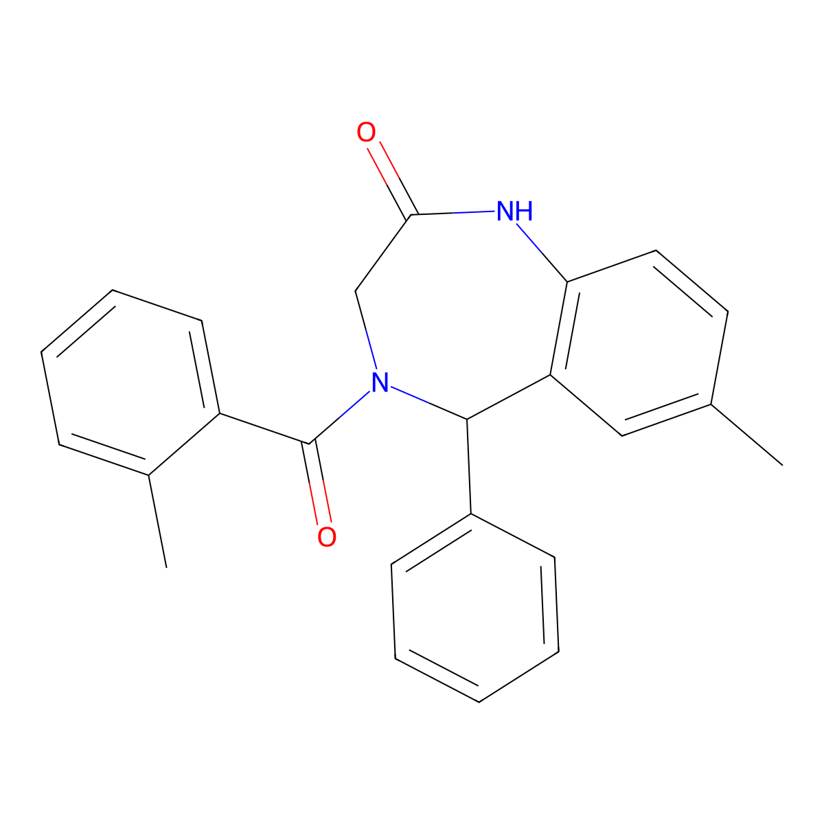 7-methyl-4-(2-methylbenzoyl)-5-phenyl-4,5-dihydro-1H-benzo[e][1,4]diazepin-2(3H)-one molecular structure, CAS 312606-48-7