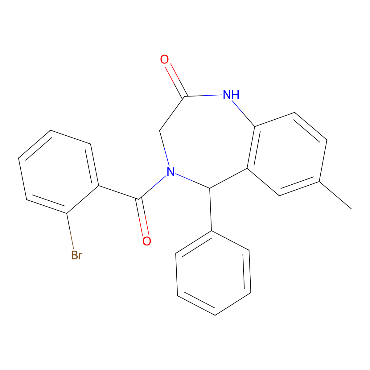 4-(2-bromobenzoyl)-7-methyl-5-phenyl-2,3,4,5-tetrahydro-1H-1,4-benzodiazepin-2-one molecular structure, CAS 312606-52-3