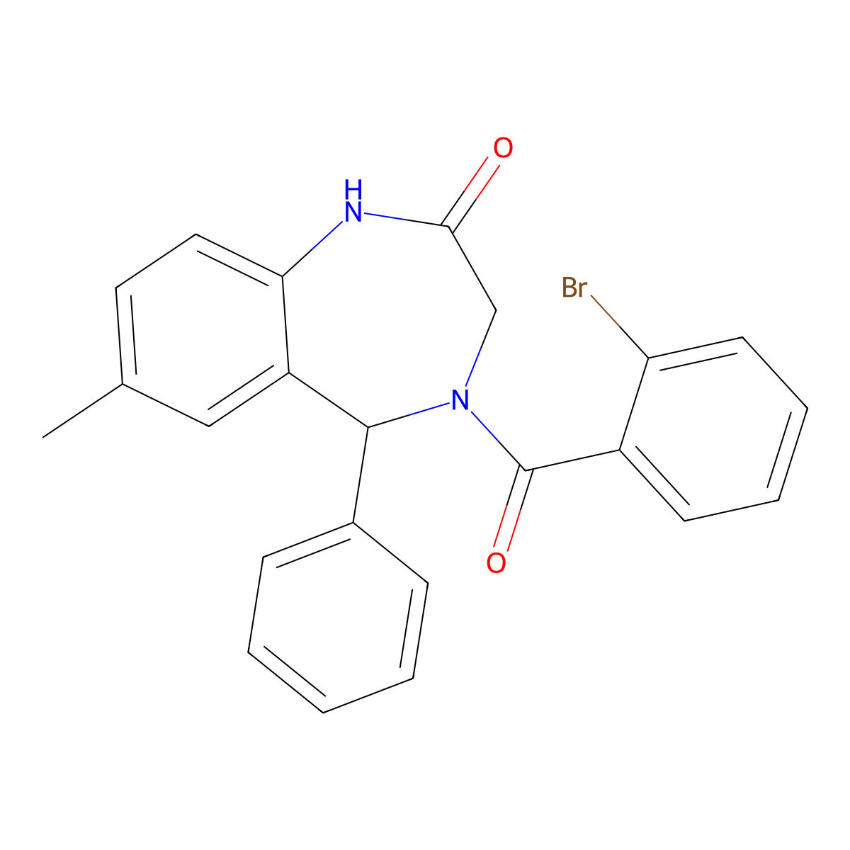 4-(2-bromobenzoyl)-7-methyl-5-phenyl-2,3,4,5-tetrahydro-1H-1,4-benzodiazepin-2-one molecular structure, CAS 312606-52-3
