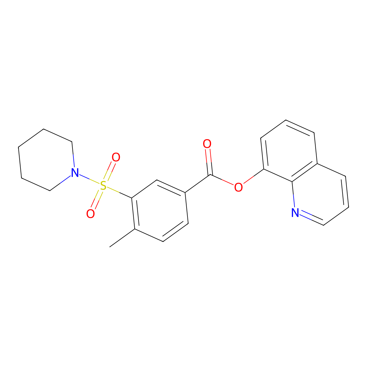 8-Quinolinyl 4-methyl-3-(1-piperidinylsulfonyl)benzoate molecular structure, CAS 312606-87-4