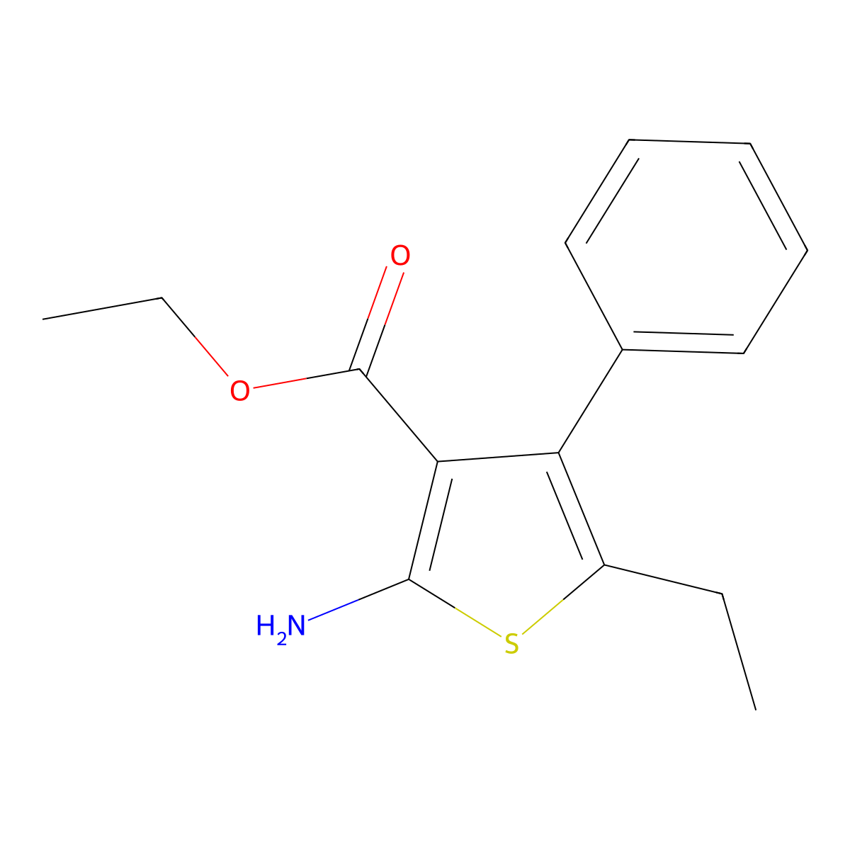 Ethyl 2-amino-5-ethyl-4-phenylthiophene-3-carboxylate molecular structure, CAS 312607-14-0