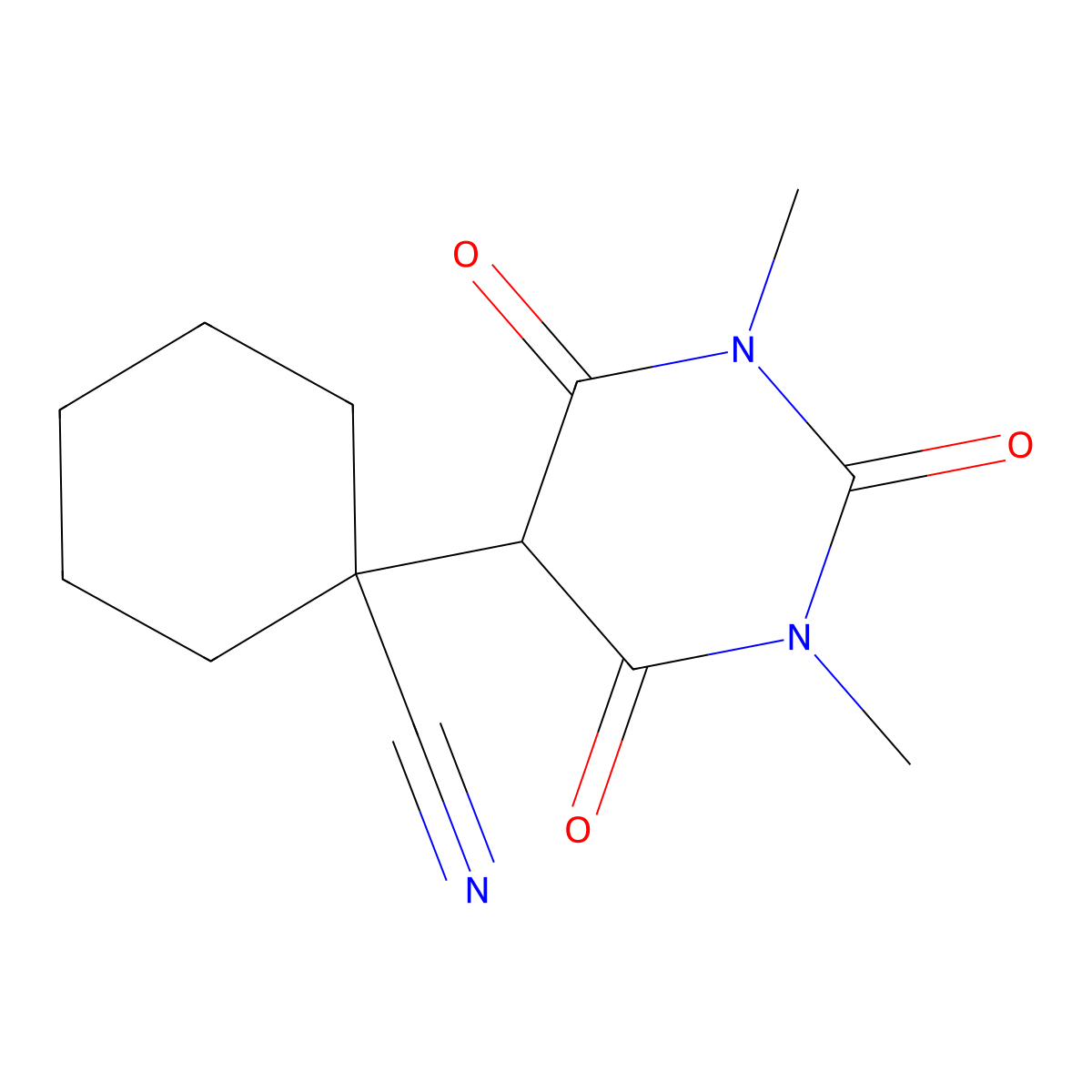 1-(1,3-Dimethyl-2,4,6-trioxohexahydropyrimidin-5-yl)cyclohexanecarbonitrile molecular structure, CAS 312607-20-8