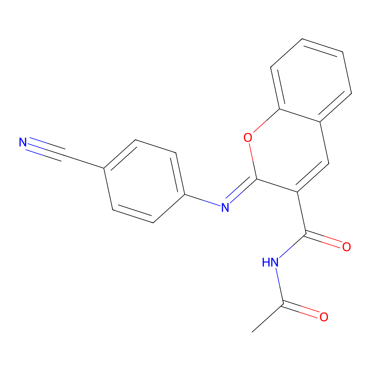 (2Z)-N-acetyl-2-[(4-cyanophenyl)imino]-2H-chromene-3-carboxamide molecular structure, CAS 312607-22-0