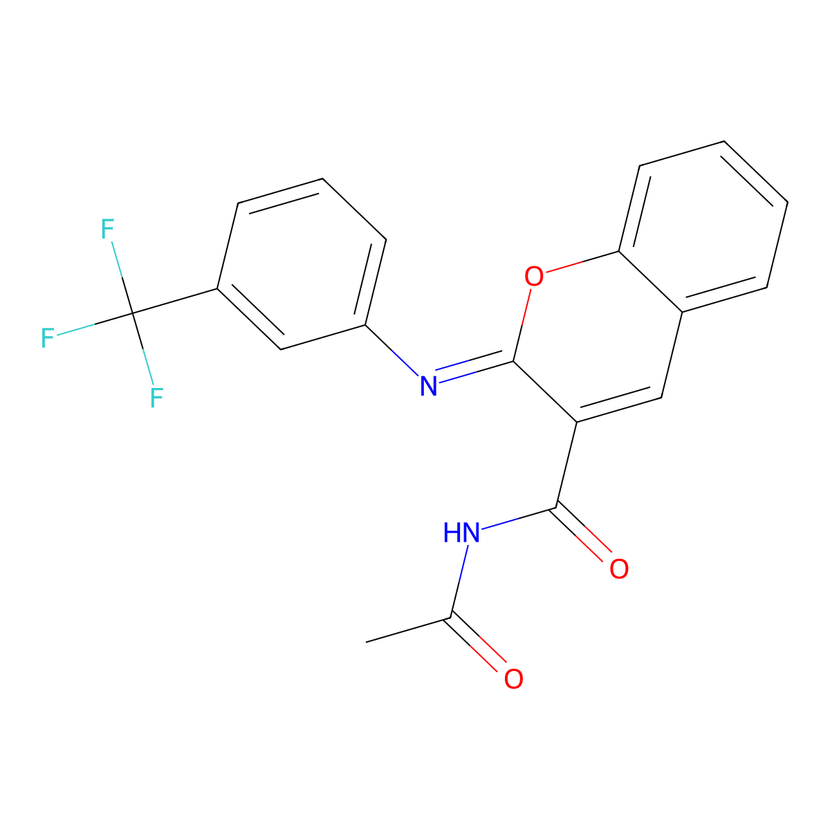 (2Z)-N-acetyl-2-{[3-(trifluoromethyl)phenyl]imino}-2H-chromene-3-carboxamide molecular structure, CAS 312607-23-1