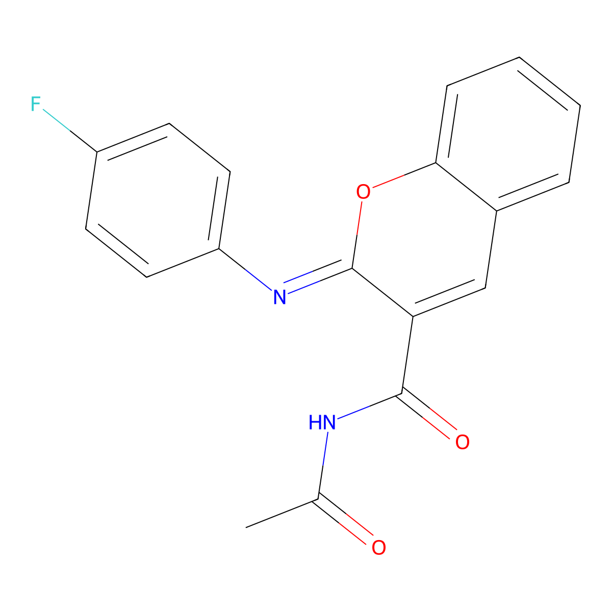 (2Z)-N-acetyl-2-[(4-fluorophenyl)imino]-2H-chromene-3-carboxamide molecular structure, CAS 312607-24-2