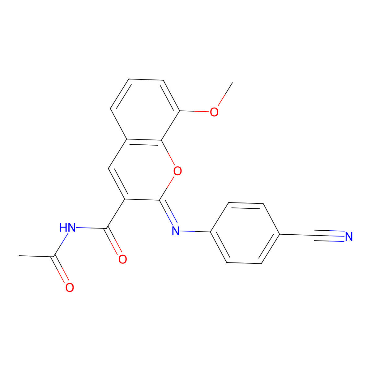 (2Z)-N-acetyl-2-[(4-cyanophenyl)imino]-8-methoxy-2H-chromene-3-carboxamide molecular structure, CAS 312607-28-6