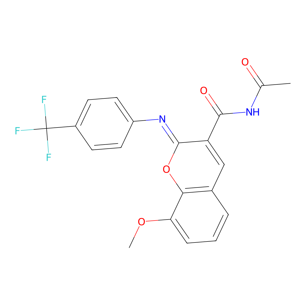 (2Z)-N-acetyl-8-methoxy-2-{[4-(trifluoromethyl)phenyl]imino}-2H-chromene-3-carboxamide molecular structure, CAS 312607-29-7