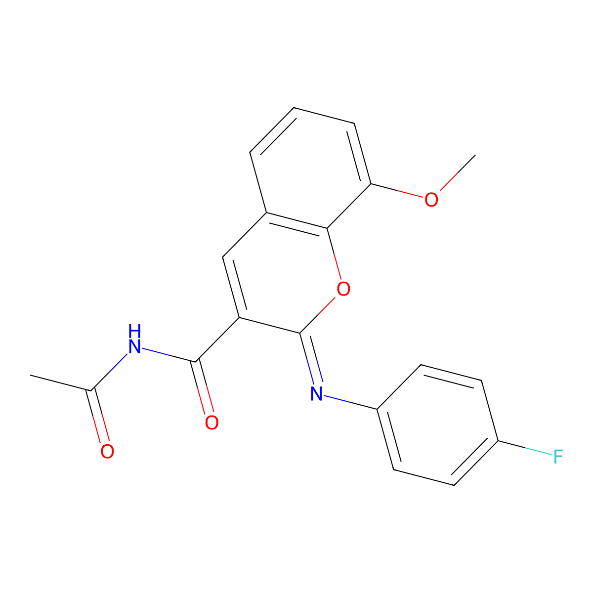(2Z)-N-acetyl-2-[(4-fluorophenyl)imino]-8-methoxy-2H-chromene-3-carboxamide molecular structure, CAS 312607-31-1