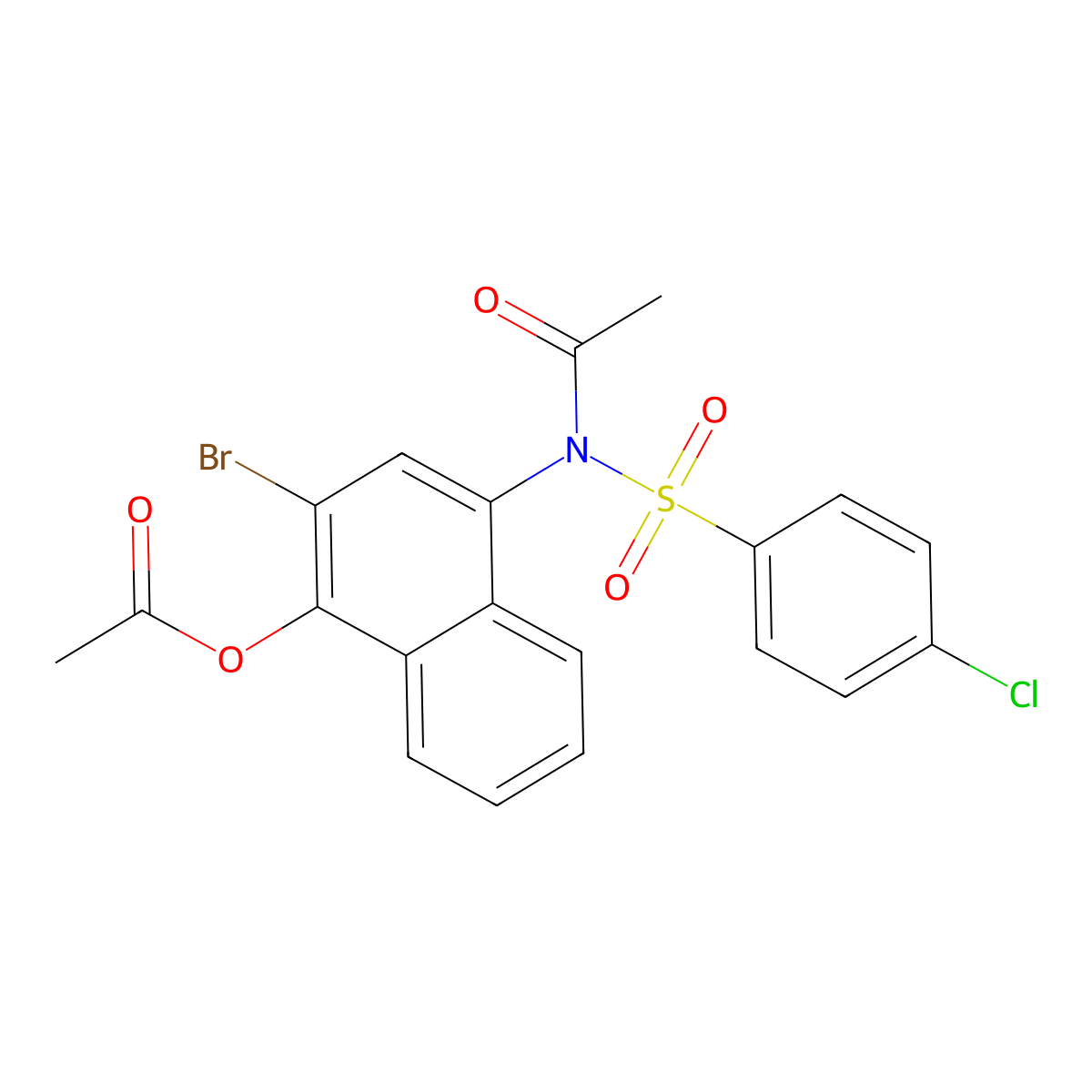 2-Bromo-4-[N-(4-chlorobenzenesulfonyl)acetamido]naphthalen-1-YL acetate molecular structure, CAS 312607-38-8
