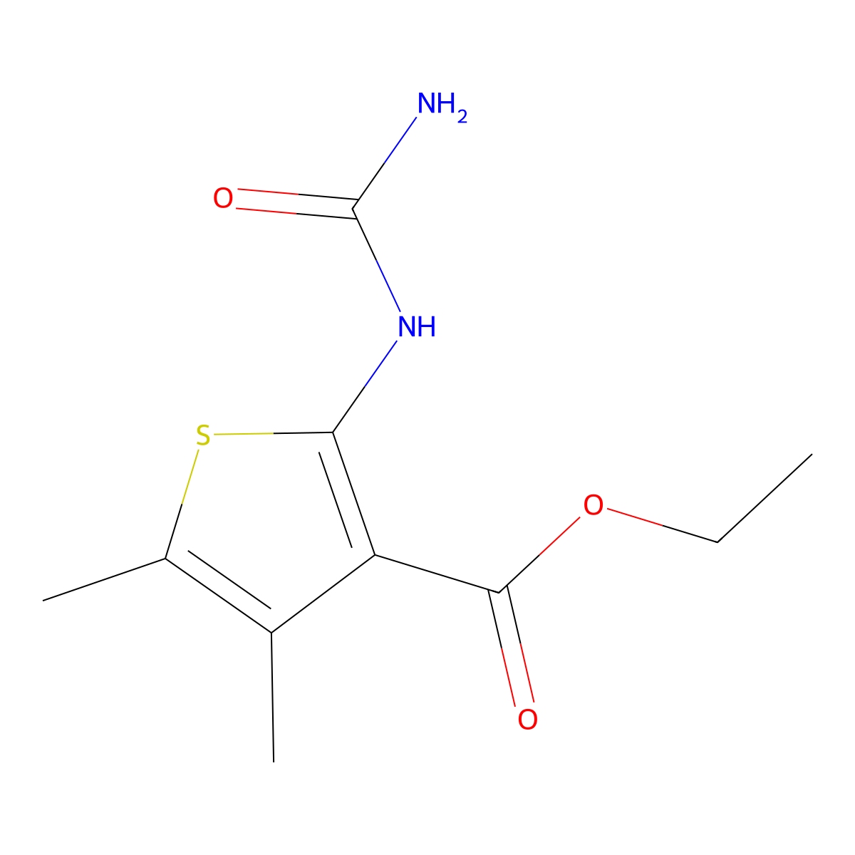 Ethyl 2-[(aminocarbonyl)amino]-4,5-dimethyl-3-thiophenecarboxylate molecular structure, CAS 312607-42-4