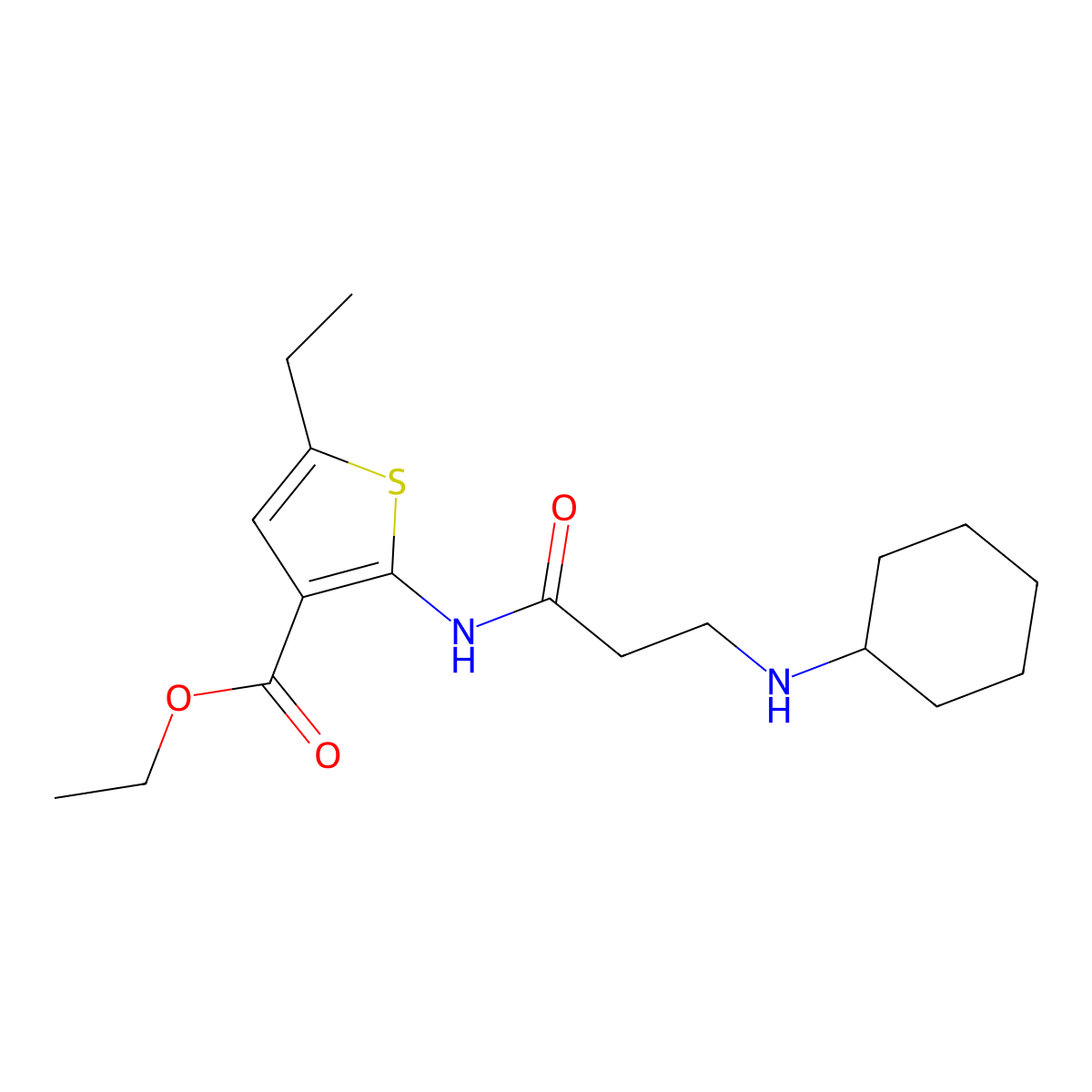 Ethyl 2-[3-(cyclohexylamino)propanoylamino]-5-ethylthiophene-3-carboxylate molecular structure, CAS 312607-44-6