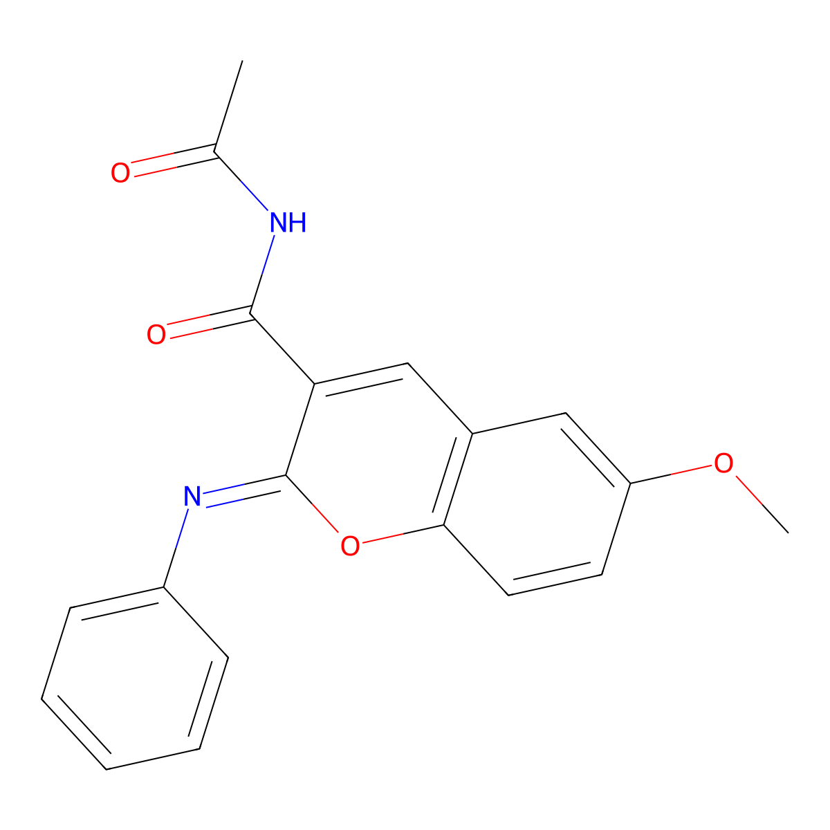 (2Z)-N-acetyl-6-methoxy-2-(phenylimino)-2H-chromene-3-carboxamide molecular structure, CAS 312607-58-2