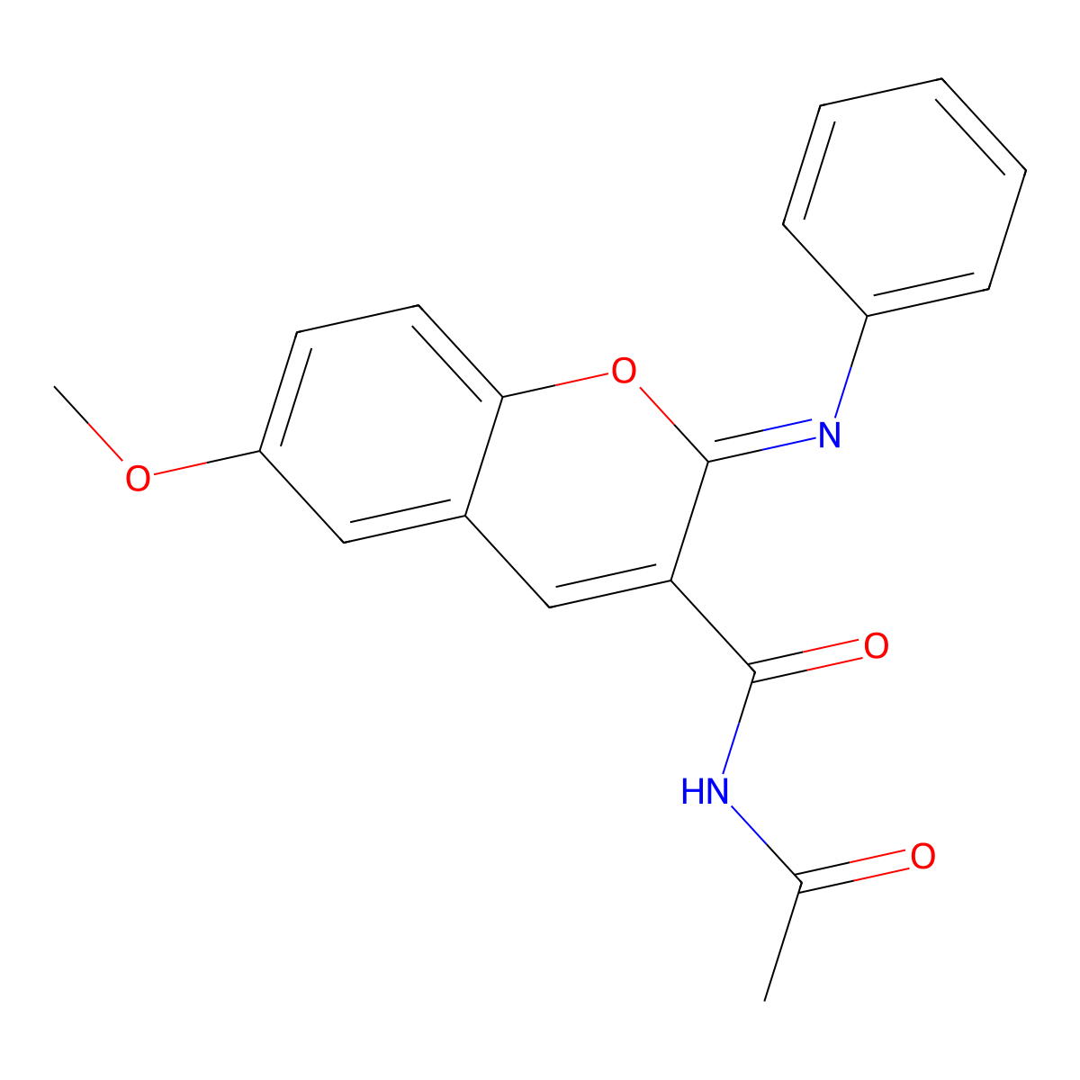 (2Z)-N-acetyl-6-methoxy-2-(phenylimino)-2H-chromene-3-carboxamide molecular structure, CAS 312607-58-2