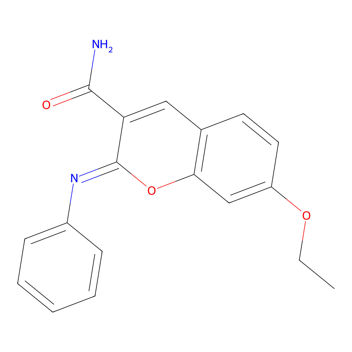 7-Ethoxy-2-phenyliminochromene-3-carboxamide molecular structure, CAS 312607-60-6