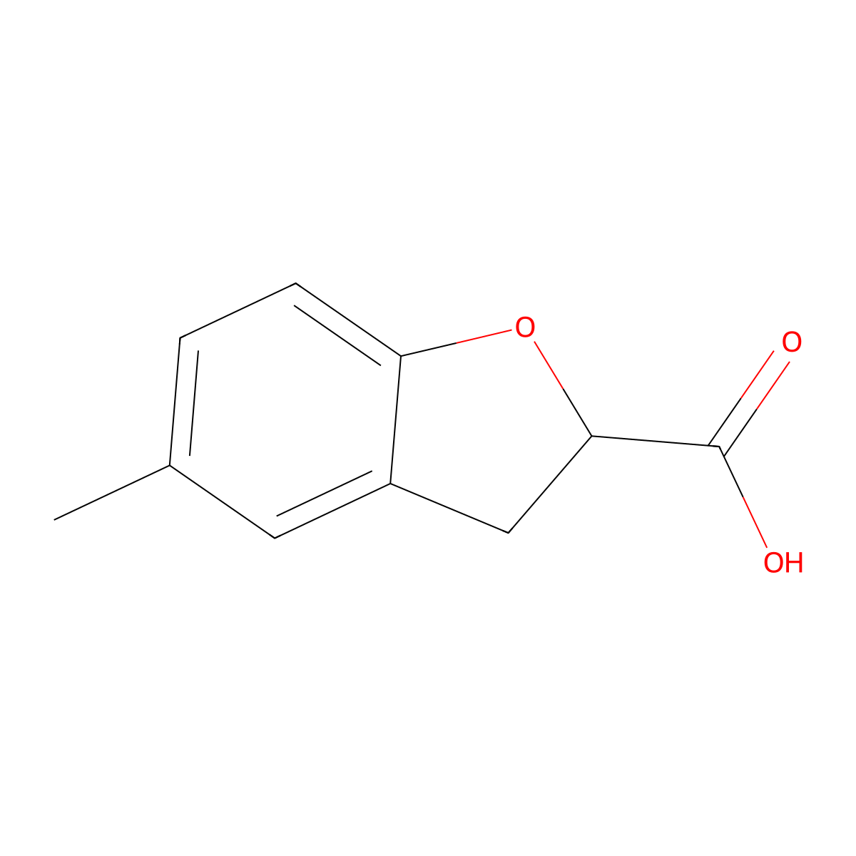5-Methyl-2,3-dihydrobenzofuran-2-carboxylic acid molecular structure, CAS 312607-99-1