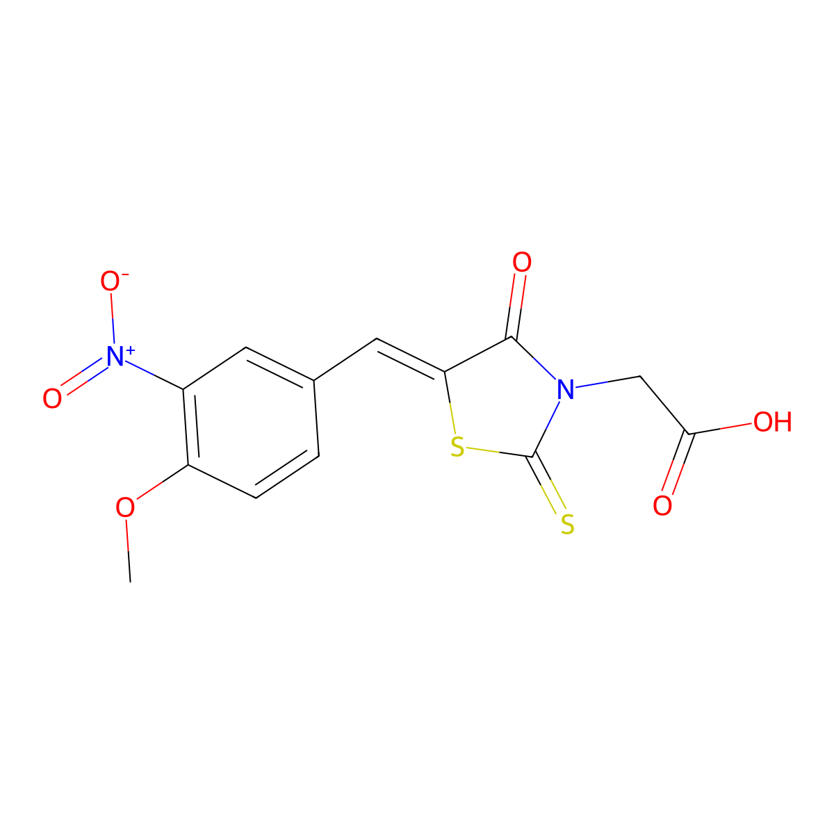5-[(4-Methoxy-3-nitrophenyl)methylene]-4-oxo-2-thioxo-3-thiazolidineacetic acid molecular structure, CAS 312608-00-7