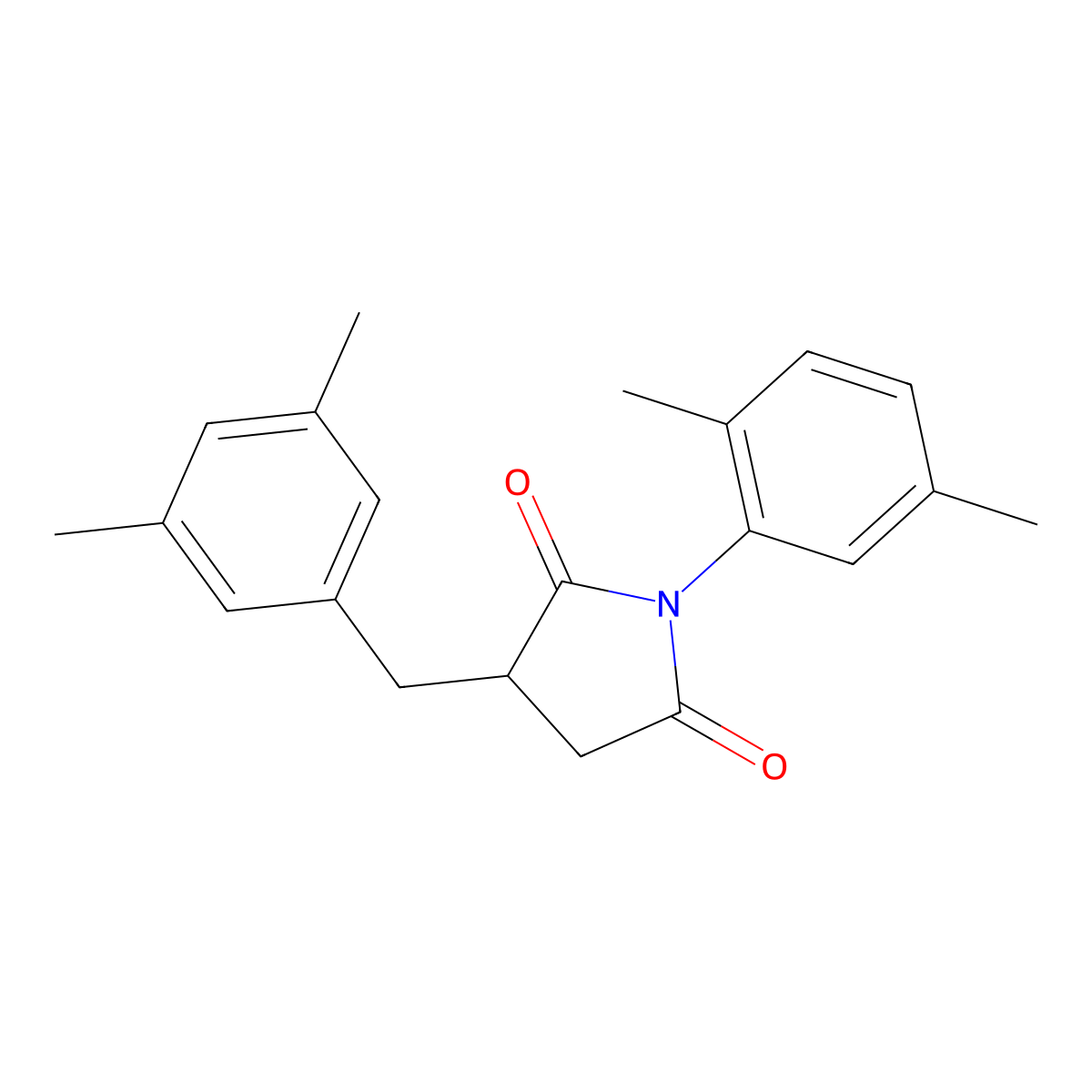 1-(2,5-Dimethylphenyl)-3-[(3,5-dimethylphenyl)methyl]pyrrolidine-2,5-dione molecular structure, CAS 312608-41-6