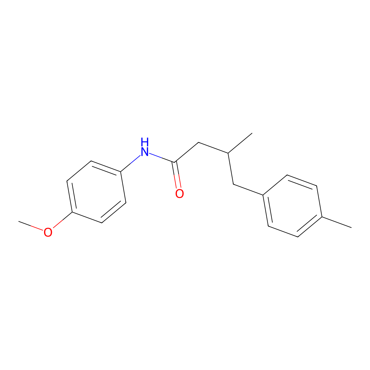 N-(4-methoxyphenyl)-3-methyl-4-(4-methylphenyl)butanamide molecular structure, CAS 312608-47-2