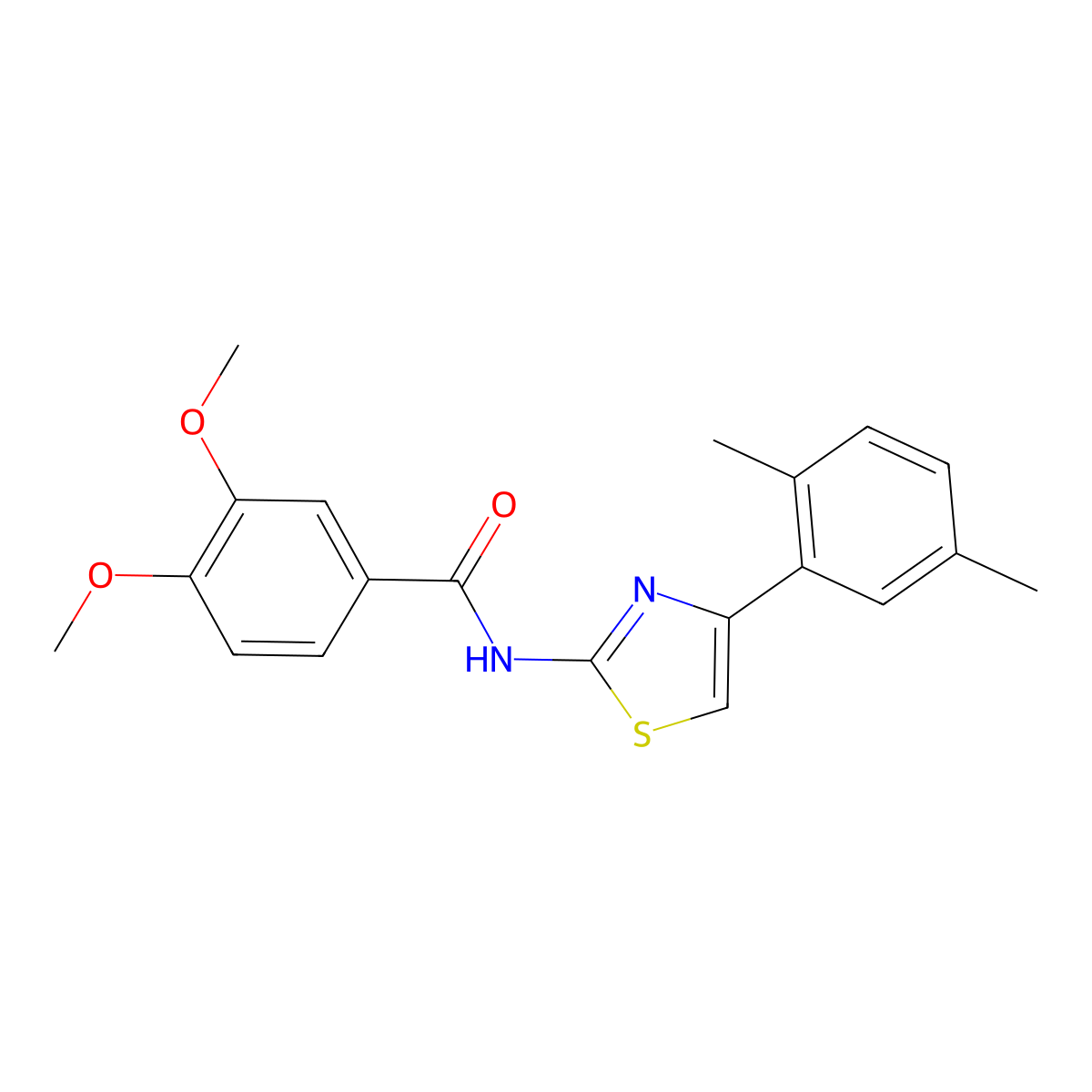 N-[4-(2,5-dimethylphenyl)-1,3-thiazol-2-yl]-3,4-dimethoxybenzamide molecular structure, CAS 312608-53-0