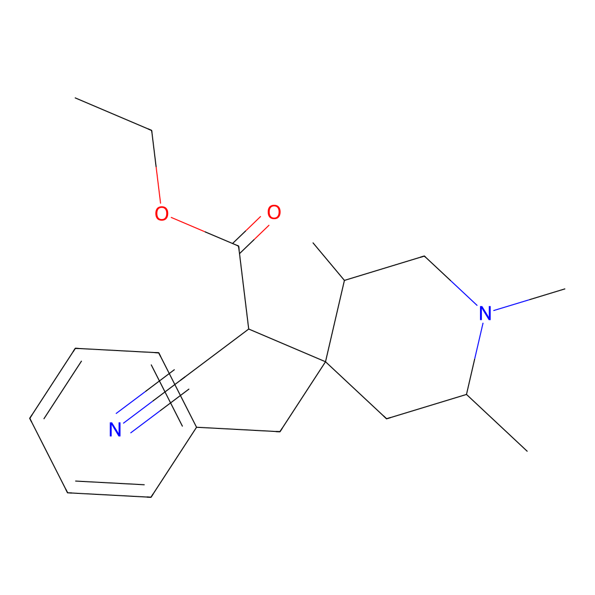 Ethyl (4-benzyl-1,2,5-trimethylpiperidin-4-yl)(cyano)acetate molecular structure, CAS 312608-93-8