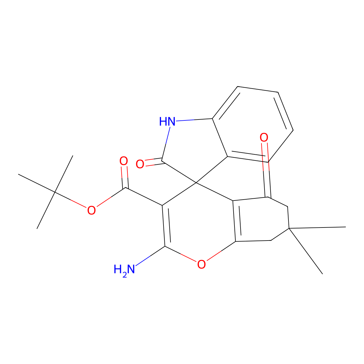 tert-butyl 2'-amino-7',7'-dimethyl-2,5'-dioxospiro[1H-indole-3,4'-6,8-dihydrochromene]-3'-carboxylate molecular structure, CAS 312608-97-2