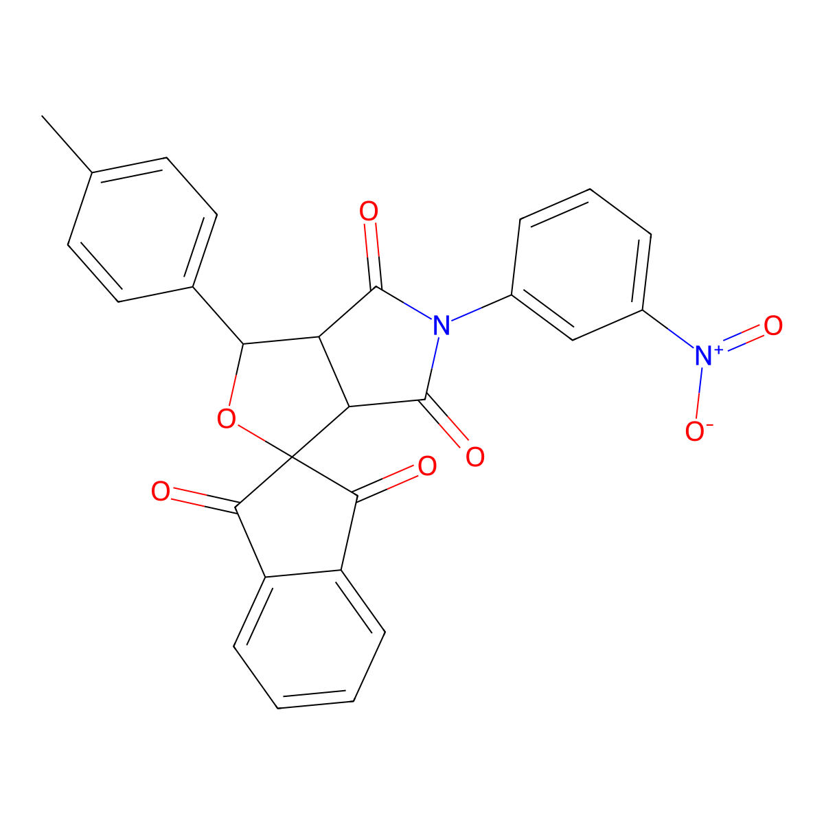 3-(4-methylphenyl)-5-(3-nitrophenyl)-3a,6a-dihydrospiro[furo[3,4-c]pyrrole-1,2'-indene]-1',3',4,6(3H,5H)-tetrone molecular structure, CAS 312608-99-4