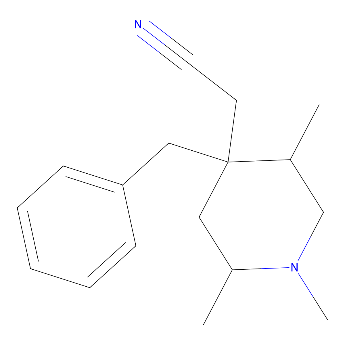 2-(4-Benzyl-1,2,5-trimethylpiperidin-4-yl)acetonitrile molecular structure, CAS 312609-01-1
