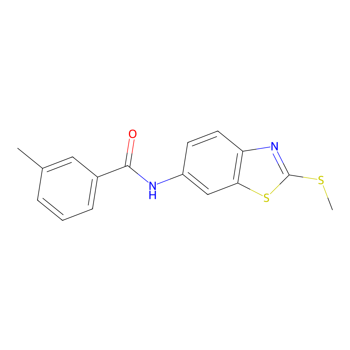 3-methyl-N-[2-(methylsulfanyl)-1,3-benzothiazol-6-yl]benzamide molecular structure, CAS 312613-90-4