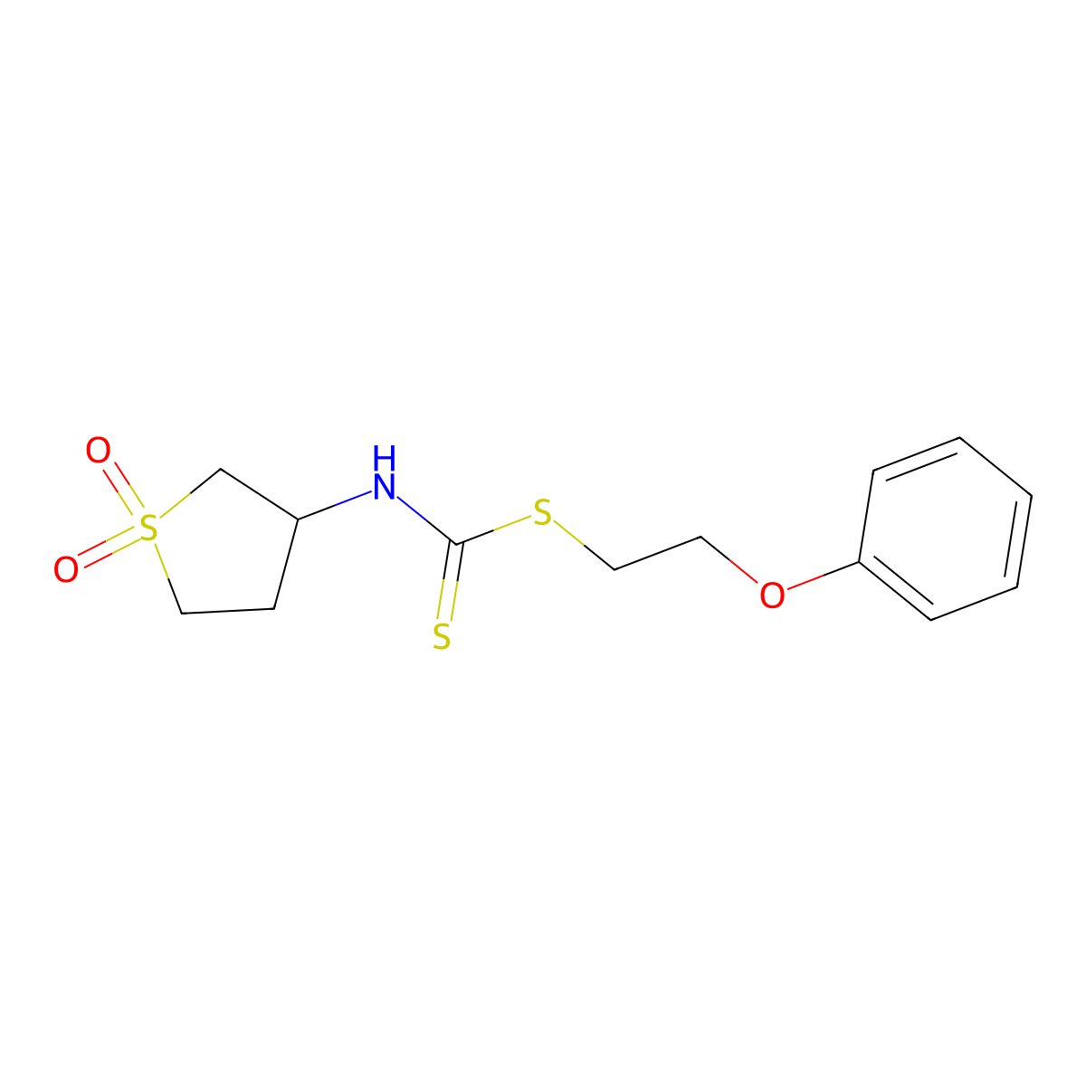 2-Phenoxyethyl (1,1-dioxidotetrahydrothiophen-3-yl)carbamodithioate molecular structure, CAS 312614-24-7