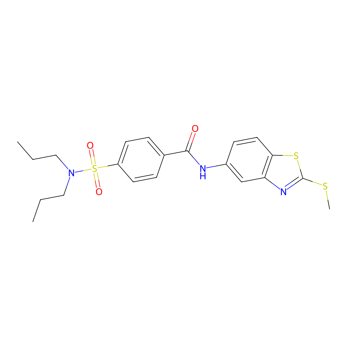 4-(N,N-dipropylsulfamoyl)-N-(2-(methylthio)benzo[d]thiazol-5-yl)benzamide molecular structure, CAS 312614-39-4