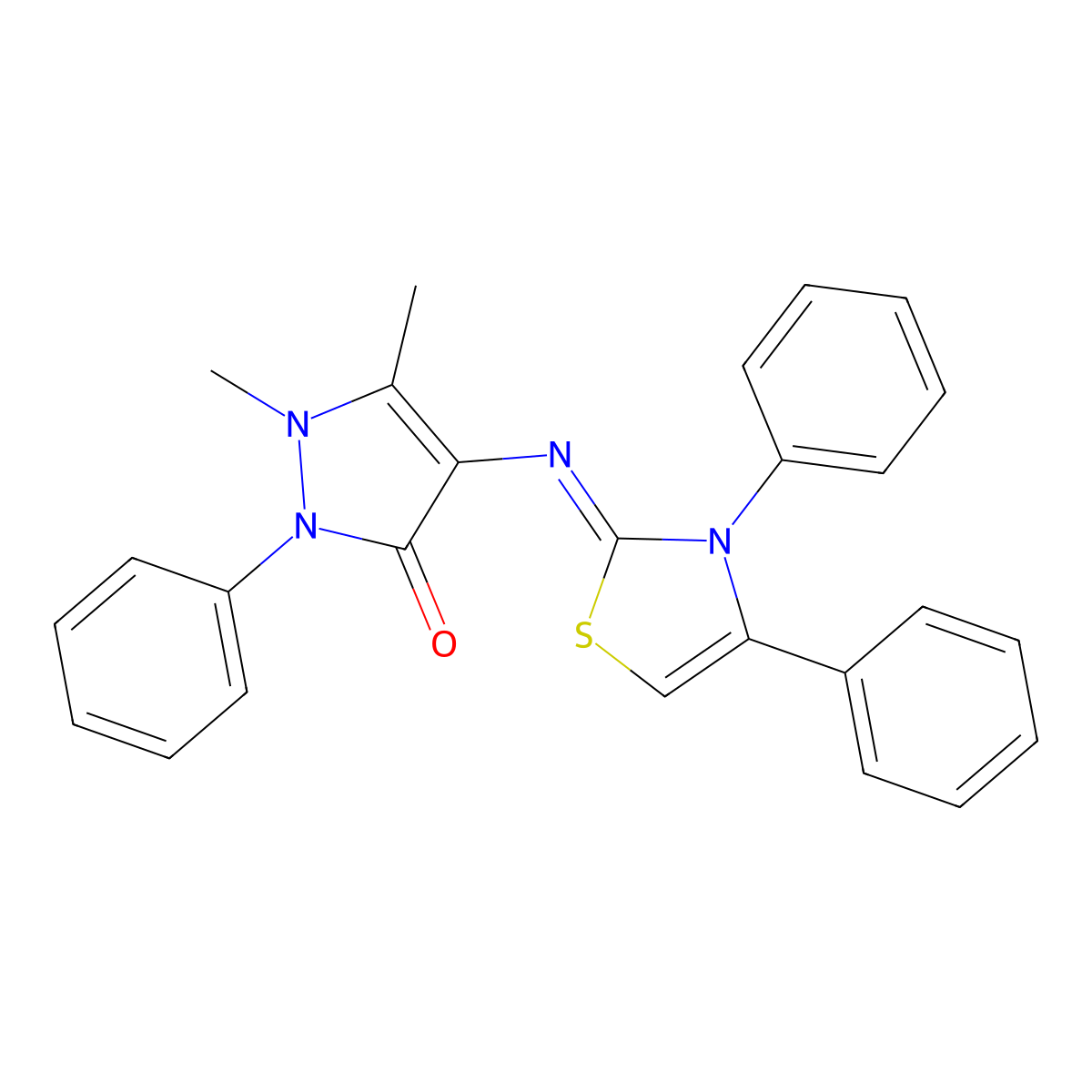 (Z)-4-((3,4-diphenylthiazol-2(3H)-ylidene)amino)-1,5-dimethyl-2-phenyl-1H-pyrazol-3(2H)-one molecular structure, CAS 312614-76-9
