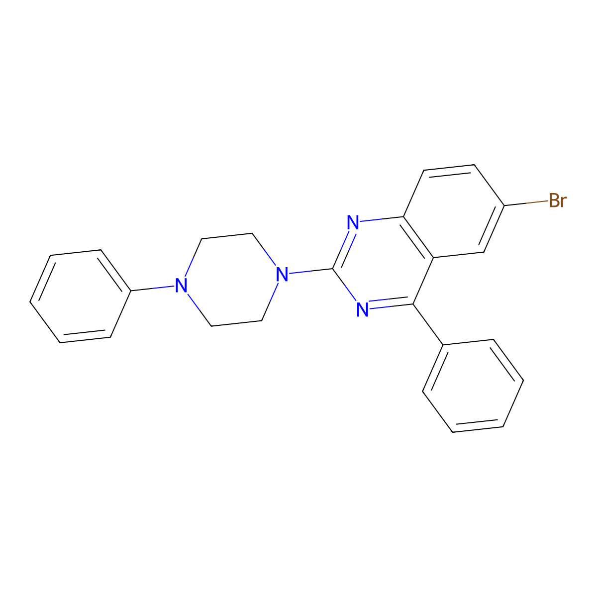6-Bromo-4-phenyl-2-(4-phenylpiperazin-1-yl)quinazoline molecular structure, CAS 312614-81-6