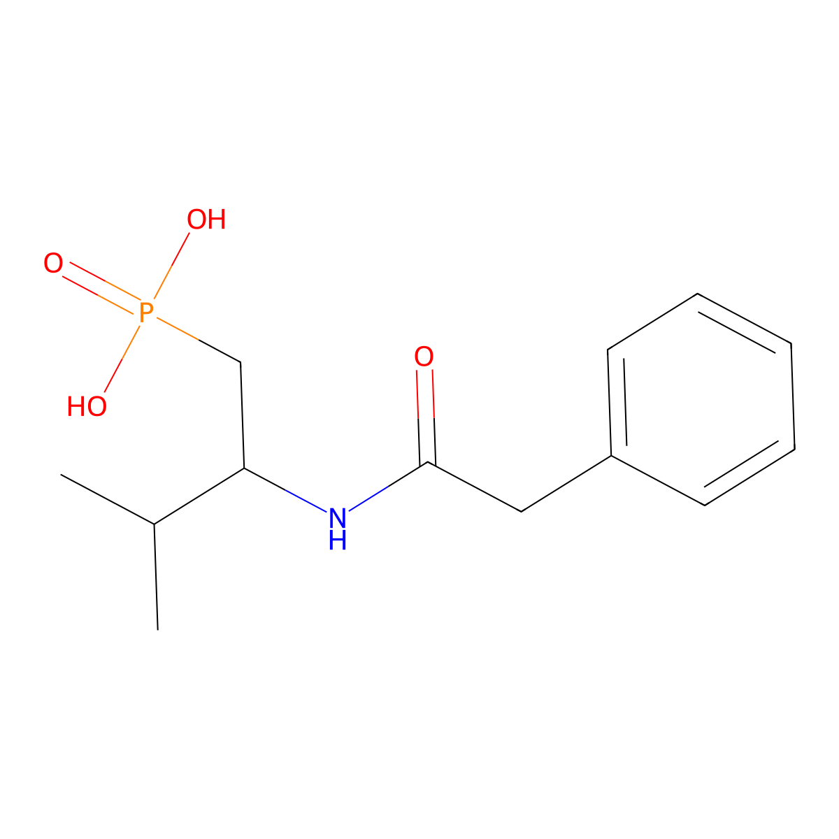 [3-Methyl-2-(2-phenylacetamido)butyl]phosphonic acid molecular structure, CAS 312614-83-8