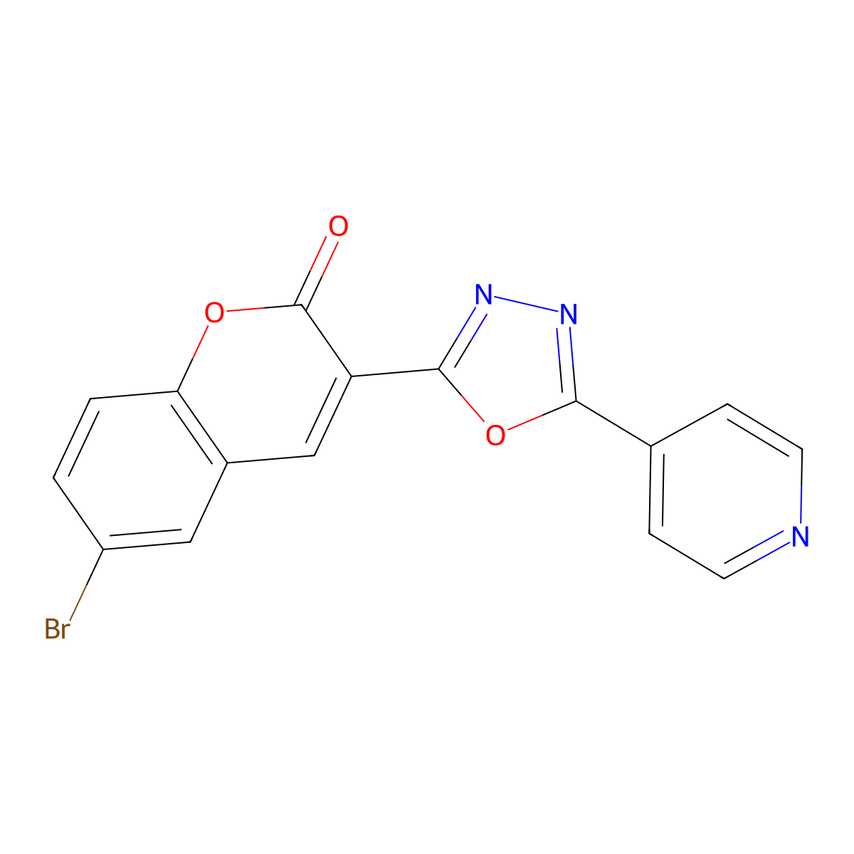6-bromo-3-[5-(pyridin-4-yl)-1,3,4-oxadiazol-2-yl]-2H-chromen-2-one molecular structure, CAS 312615-25-1