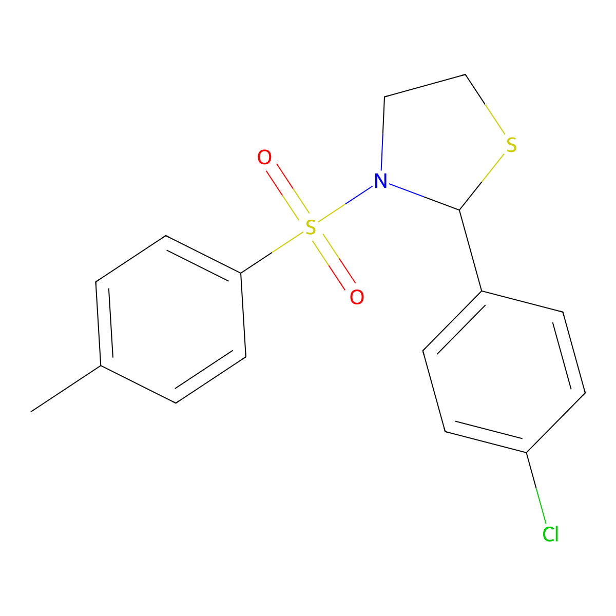 2-(4-Chlorophenyl)-3-(4-methylphenyl)sulfonyl-1,3-thiazolidine molecular structure, CAS 312615-52-4
