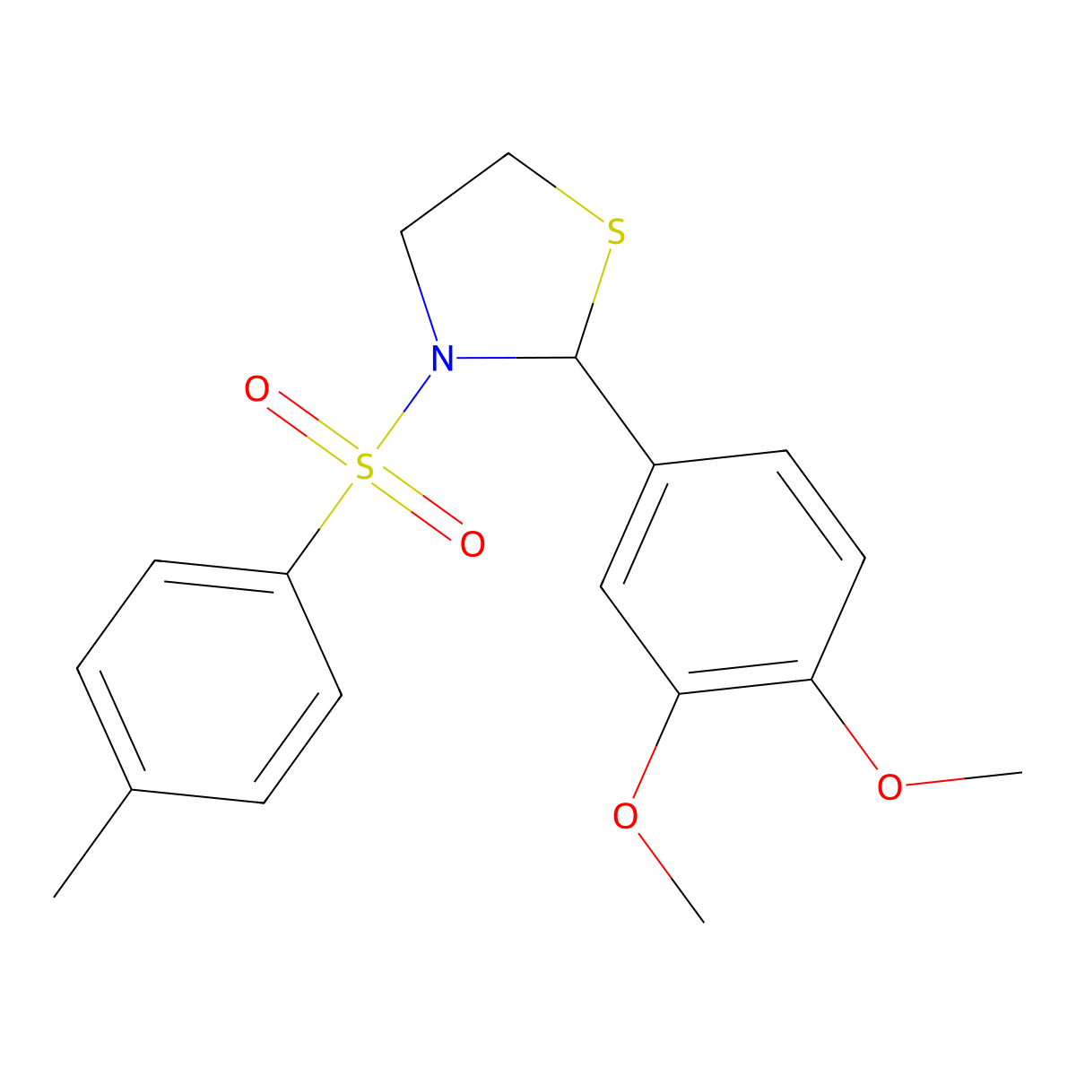 2-(3,4-Dimethoxyphenyl)-3-(4-methylbenzenesulfonyl)-1,3-thiazolidine molecular structure, CAS 312615-54-6