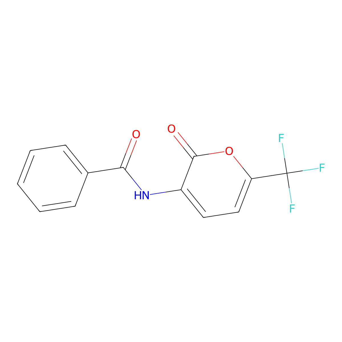 N-(2-Oxo-6-(trifluoromethyl)-2H-pyran-3-yl)benzamide molecular structure, CAS 312615-59-1