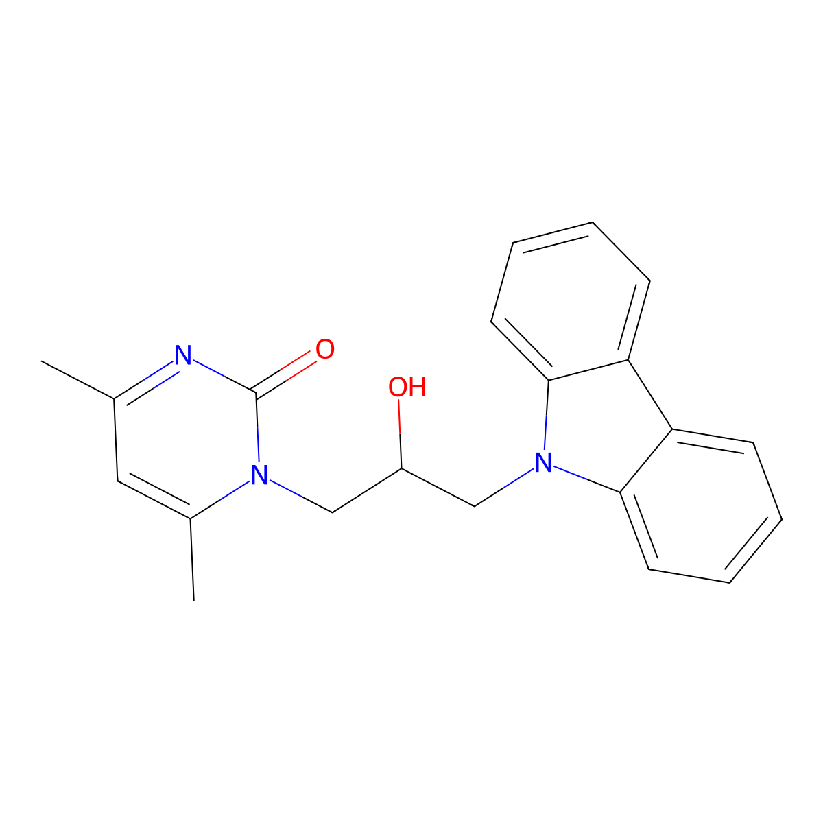 1-(3-Carbazol-9-yl-2-hydroxy-propyl)-4,6-dimethyl-1H-pyrimidin-2-one molecular structure, CAS 312615-87-5