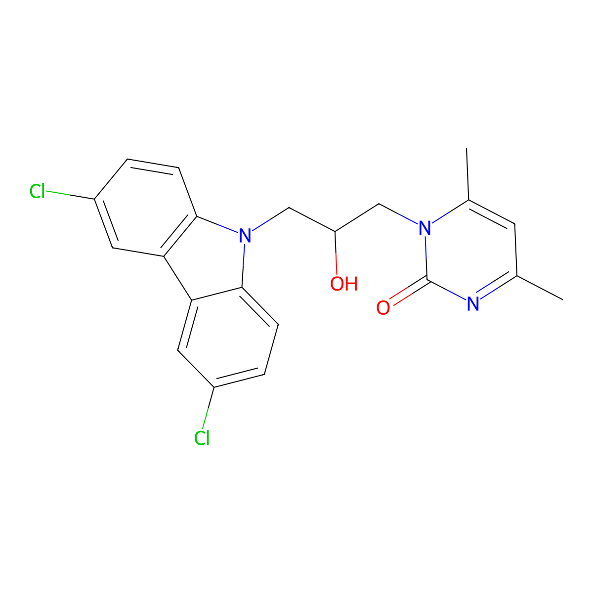 1-(3-(3,6-dichloro-9H-carbazol-9-yl)-2-hydroxypropyl)-4,6-dimethylpyrimidin-2(1H)-one molecular structure, CAS 312615-88-6