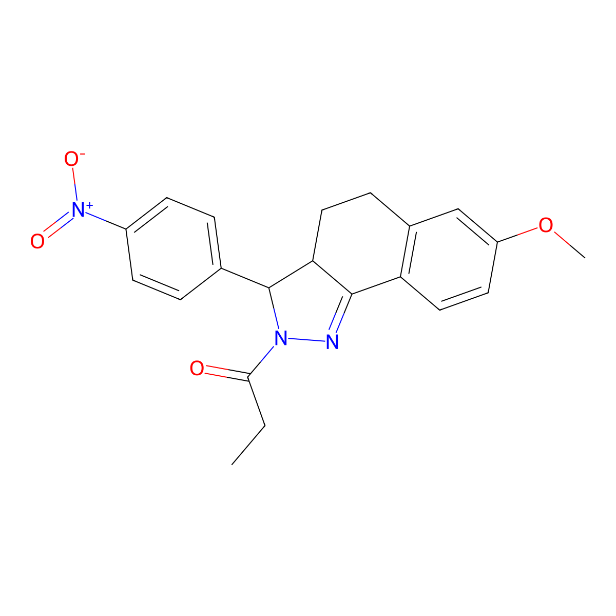 1-[7-Methoxy-3-(4-nitrophenyl)-3,3a,4,5-tetrahydrobenzo[g]indazol-2-yl]propan-1-one molecular structure, CAS 312615-90-0