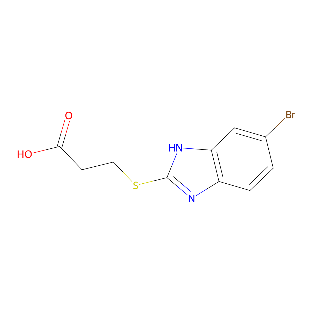 3-(6-Bromo-1H-benzoimidazol-2-ylsulfanyl)-propionic acid molecular structure, CAS 312616-15-2