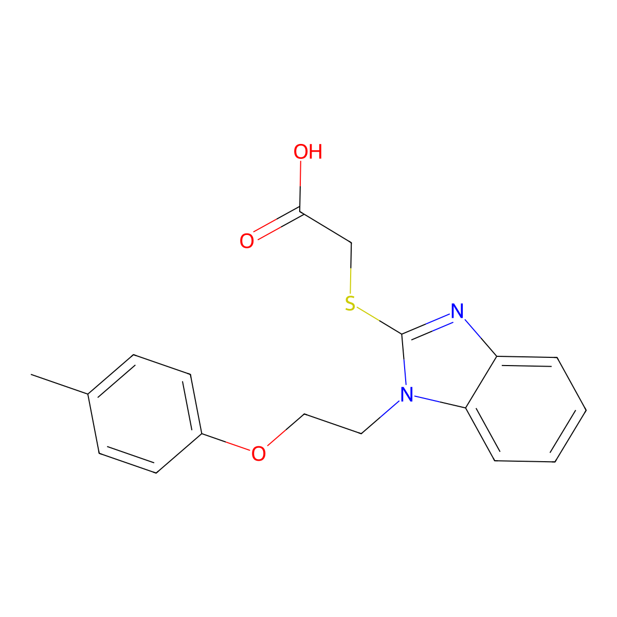 2-[1-[2-(4-Methylphenoxy)ethyl]benzimidazol-2-yl]sulfanylacetic acid molecular structure, CAS 312616-17-4