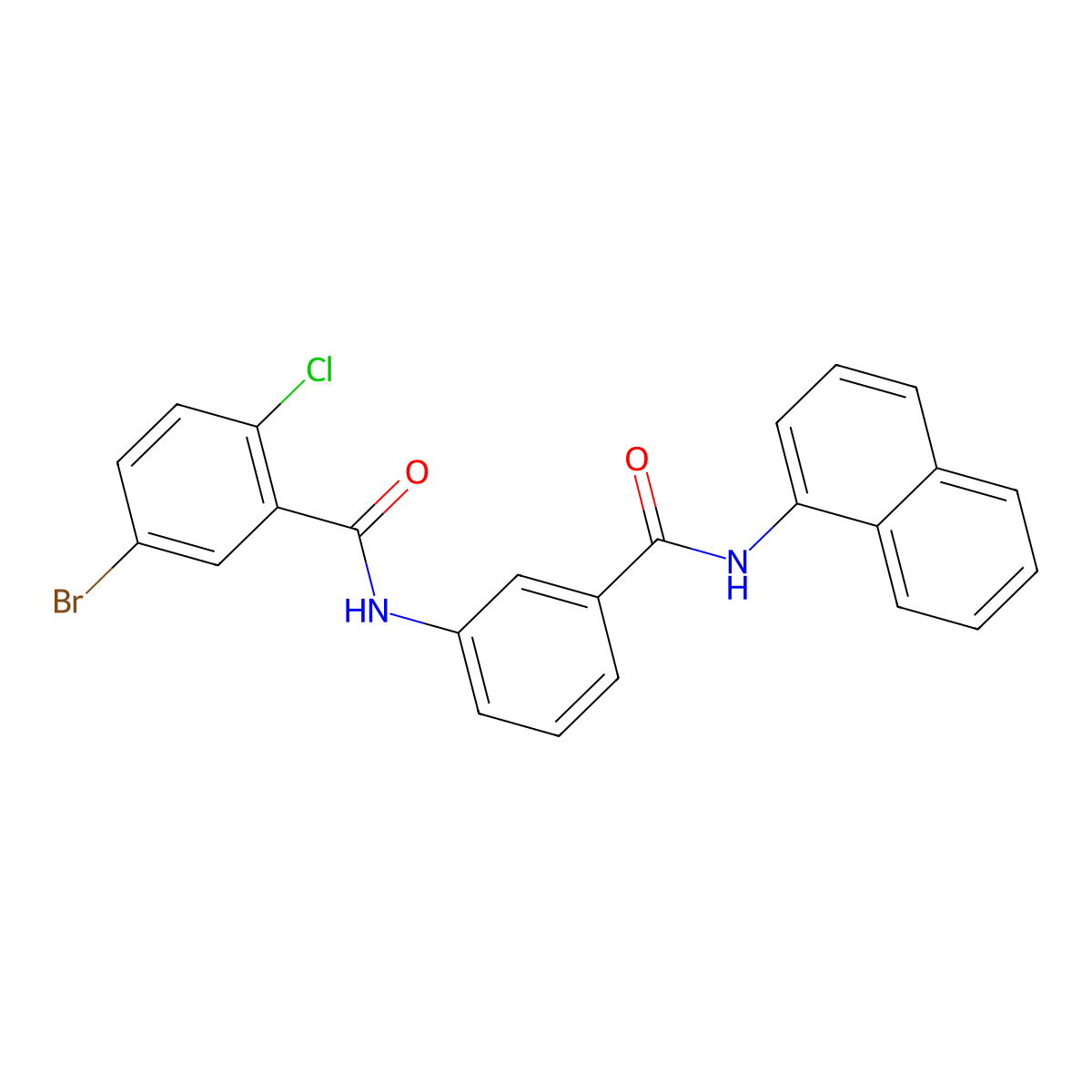 5-bromo-2-chloro-N-(3-(naphthalen-1-ylcarbamoyl)phenyl)benzamide molecular structure, CAS 312616-69-6