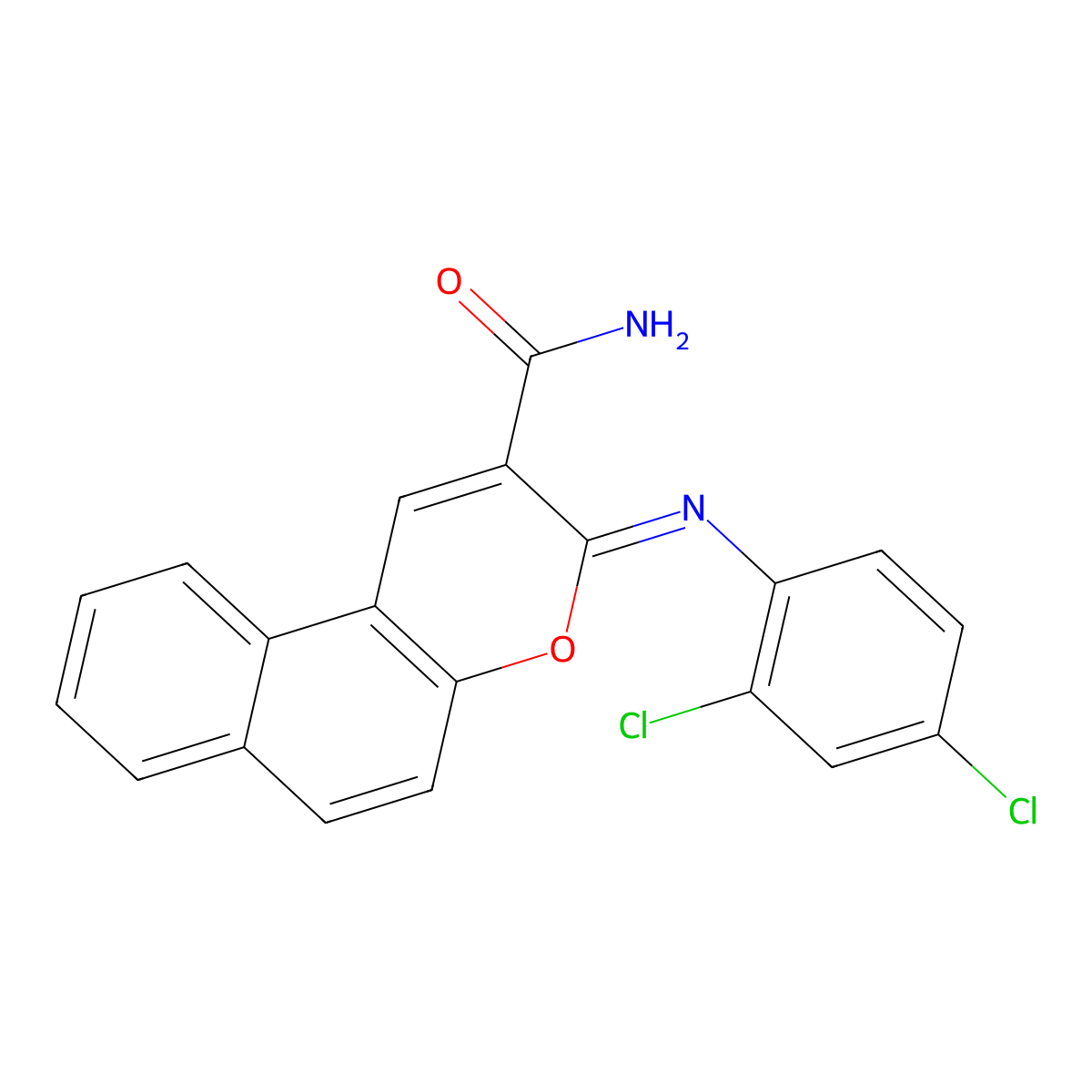 (3Z)-3-[(2,4-dichlorophenyl)imino]-3H-benzo[f]chromene-2-carboxamide molecular structure, CAS 312616-77-6