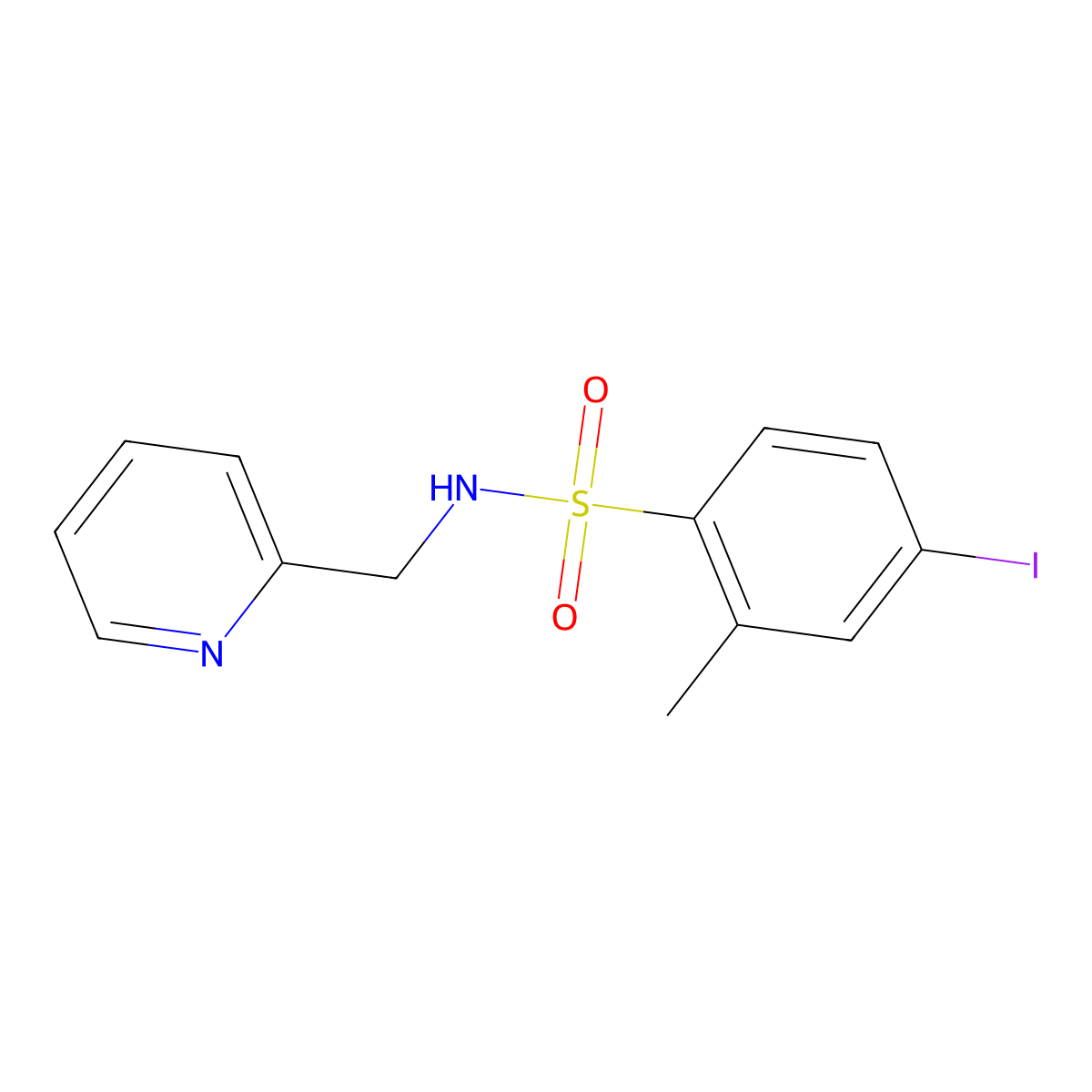 4-iodo-2-methyl-N-(pyridin-2-ylmethyl)benzenesulfonamide molecular structure, CAS 312616-88-9