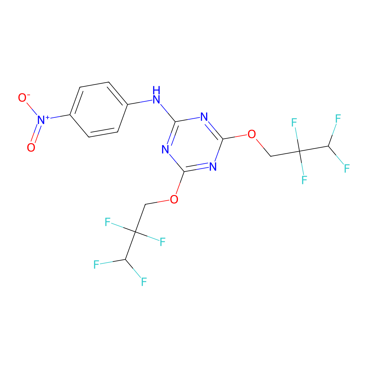N-(4-nitrophenyl)-4,6-bis(2,2,3,3-tetrafluoropropoxy)-1,3,5-triazin-2-amine molecular structure, CAS 312617-25-7